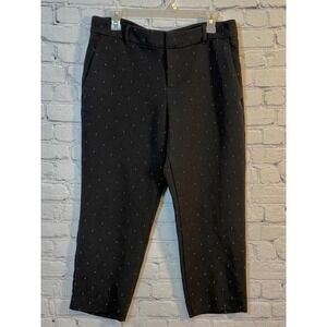 Old Navy Harper Cropped‎ Pants Mid-Rise Ankle Career Black Anchor Print size 12